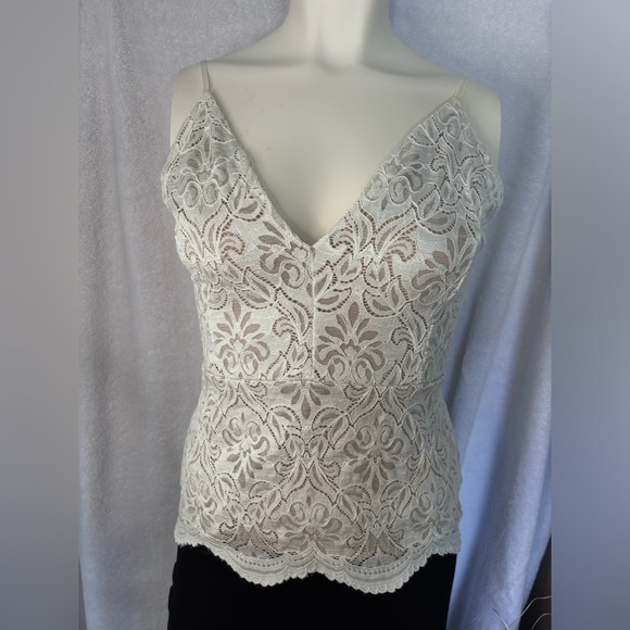 Lace Cami Top Sleeveless‎ V Neck Lined Tank Top - Picture 1 of 5